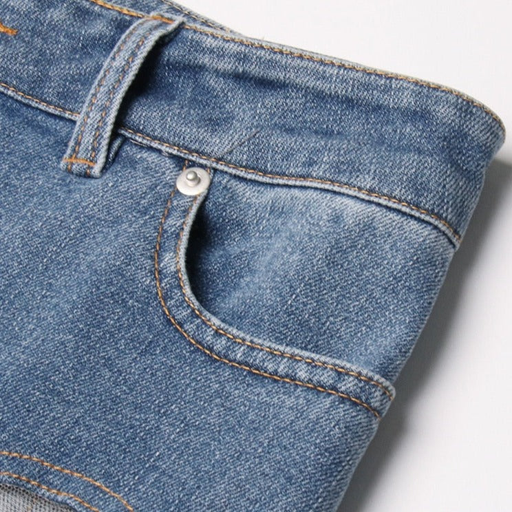 MIDORY MESH HIGH WAISTED PATCHWORK JEANS