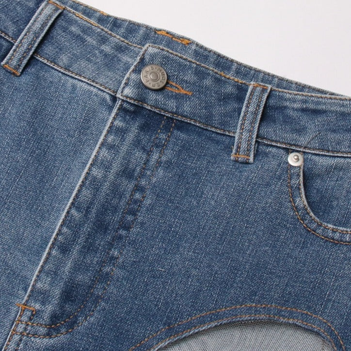MIDORY MESH HIGH WAISTED PATCHWORK JEANS