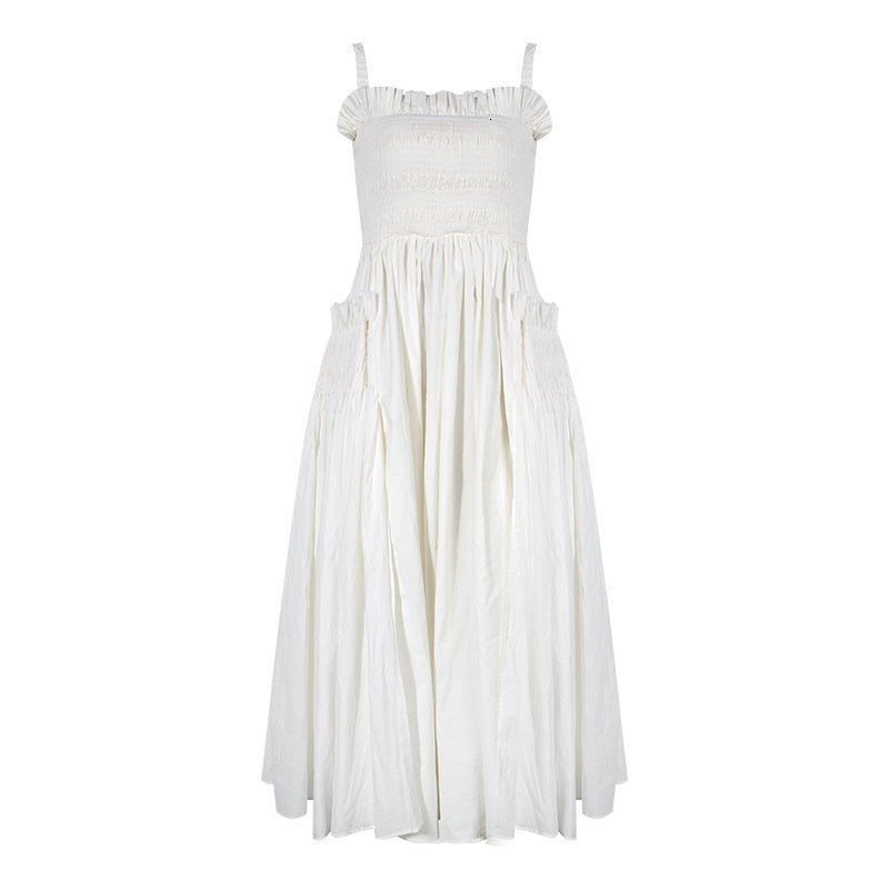 TAKARA BACKLESS STRAPS PUFF MAXI DRESS
