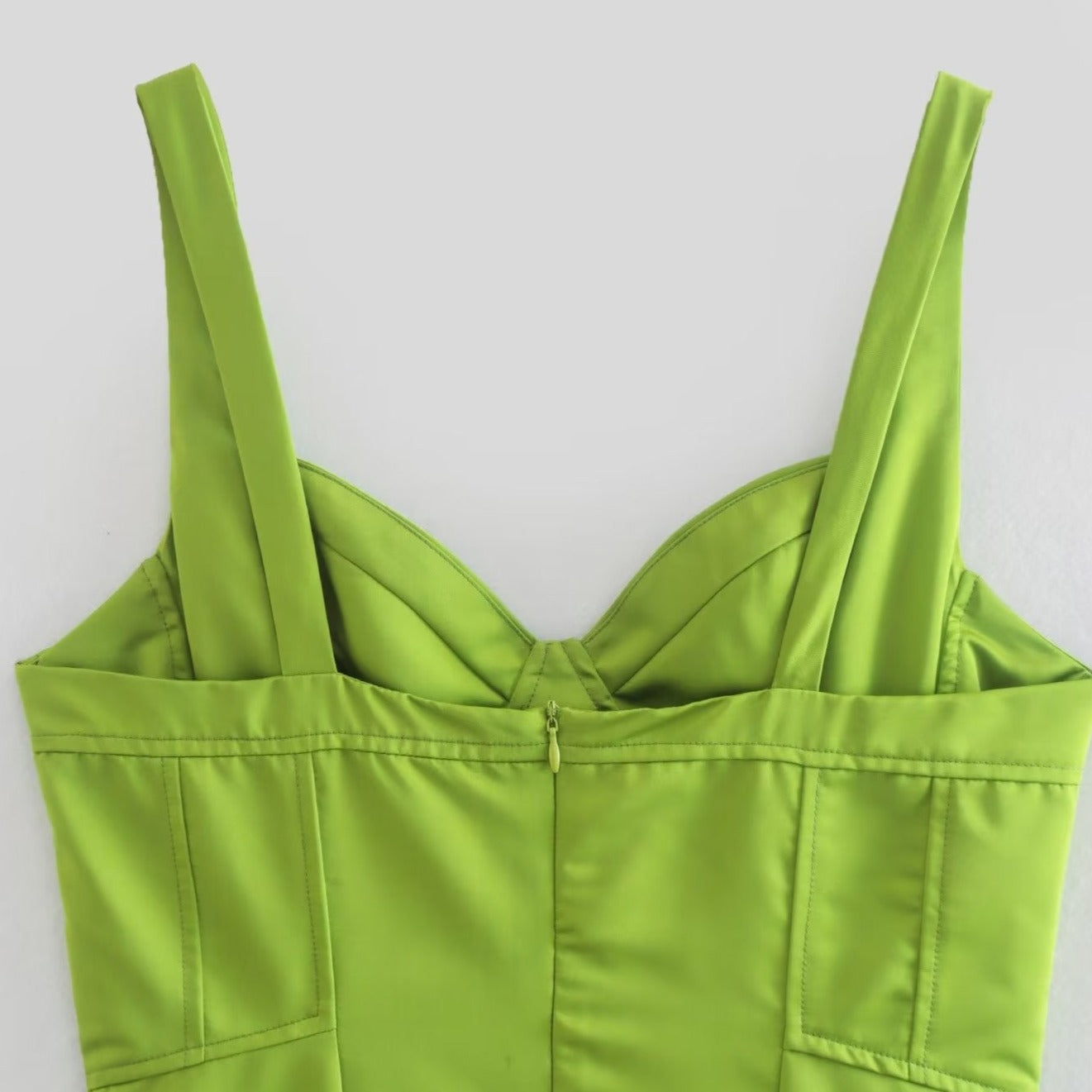TAMIKO STRAPS GREEN BODYCON MAXI DRESS