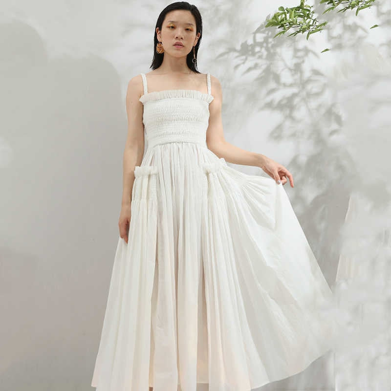 TAKARA BACKLESS STRAPS PUFF MAXI DRESS