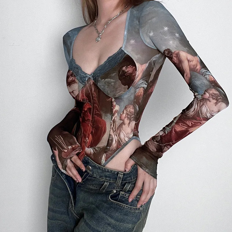 MORY MESH PRINTED BODYSUIT