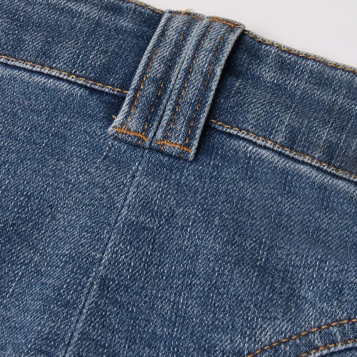 MIDORY MESH HIGH WAISTED PATCHWORK JEANS