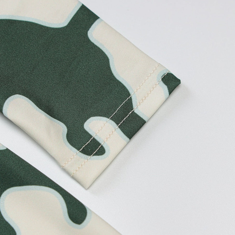 KYLIE LONG SLEEVE BACKLESS GREEN PRINT DRESS