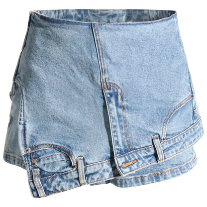 UPSIDE DOWN DENIM MINI SKIRT