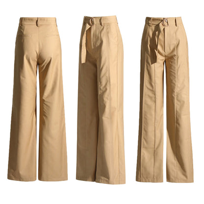 HIGH WAISTED WIDE TROUSERS - MUSTARD