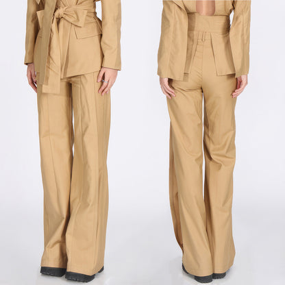 HIGH WAISTED WIDE TROUSERS - MUSTARD