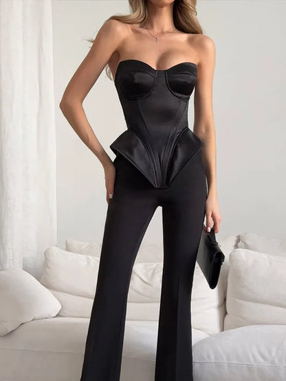 Strapless Corset Top for Women – Backless Waist Cinching Party Blouse