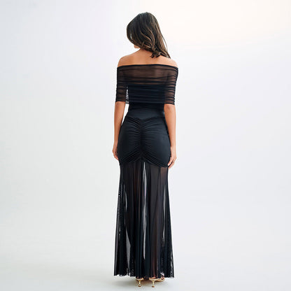 OFF SHOULDER BACKLESS MAXI DRESS