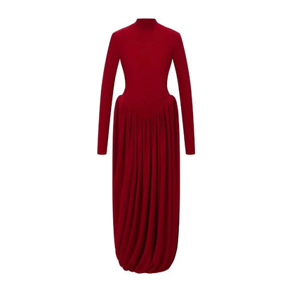 Red dress with long sleeves on a white background