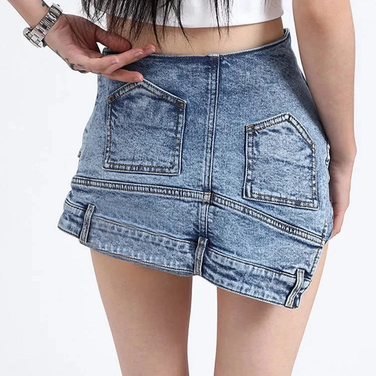 UPSIDE DOWN DENIM MINI SKIRT