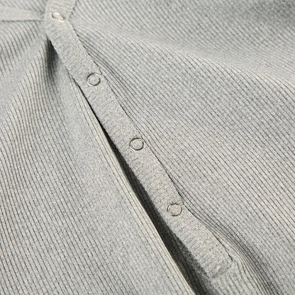 SOLID GRAY LONG SLEEVE JUMPSUIT