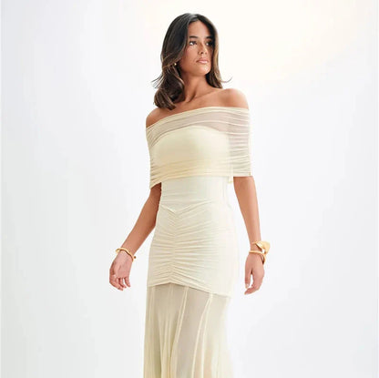 OFF SHOULDER BACKLESS MAXI DRESS