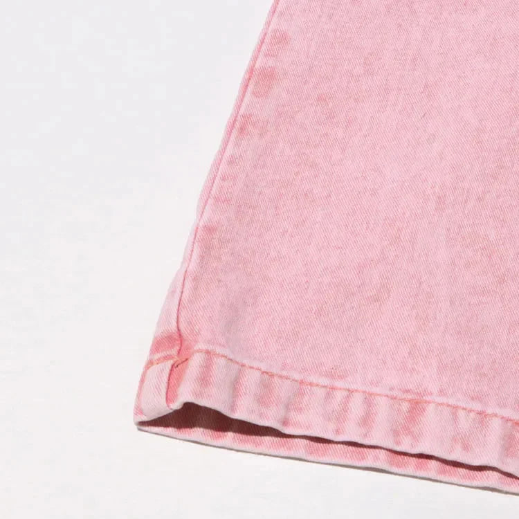 PINK HIGH WAIST DENIM TROUSERS SPLICED DIAMONDS HOLLOW OUT
