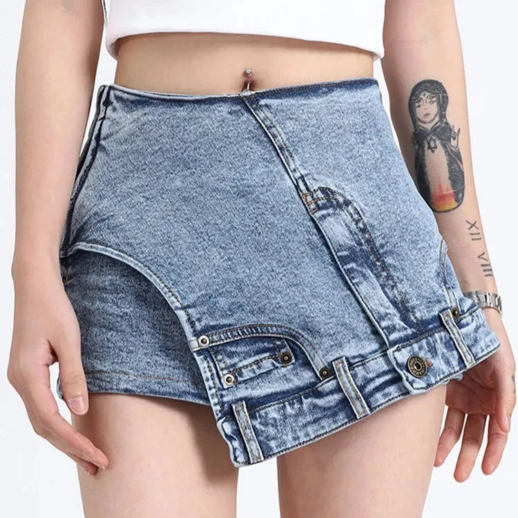 UPSIDE DOWN DENIM MINI SKIRT