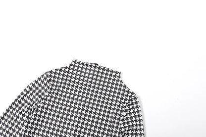 Plaid Bodycon Jumpsuit with Integrated Stockings – Long Sleeve Turtleneck Zip-Up Women’s Catsuit