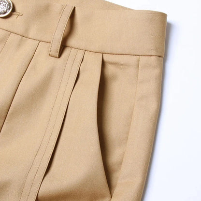 HIGH WAISTED WIDE TROUSERS - MUSTARD