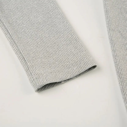 SOLID GRAY LONG SLEEVE JUMPSUIT