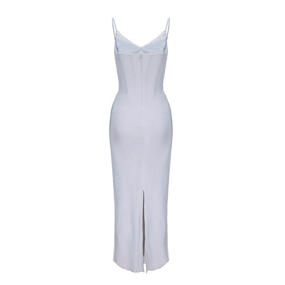 Rose Mesh Corset Maxi Dress – Spaghetti Strap Bodycon Elegant Formal Dress
