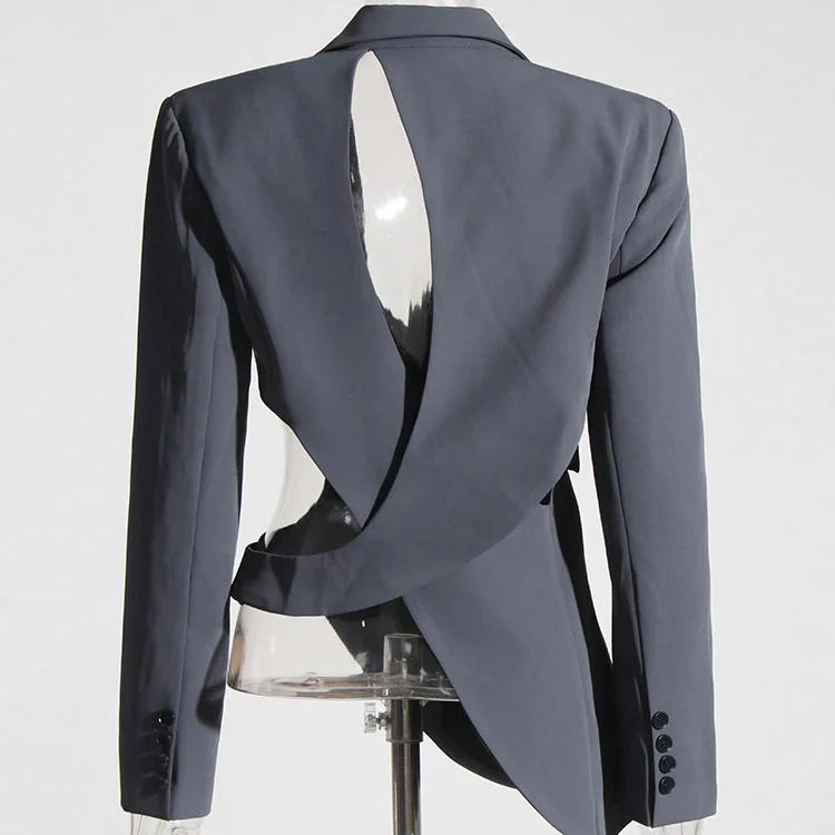 HOLLOW OUT IRREGULAR BLAZER