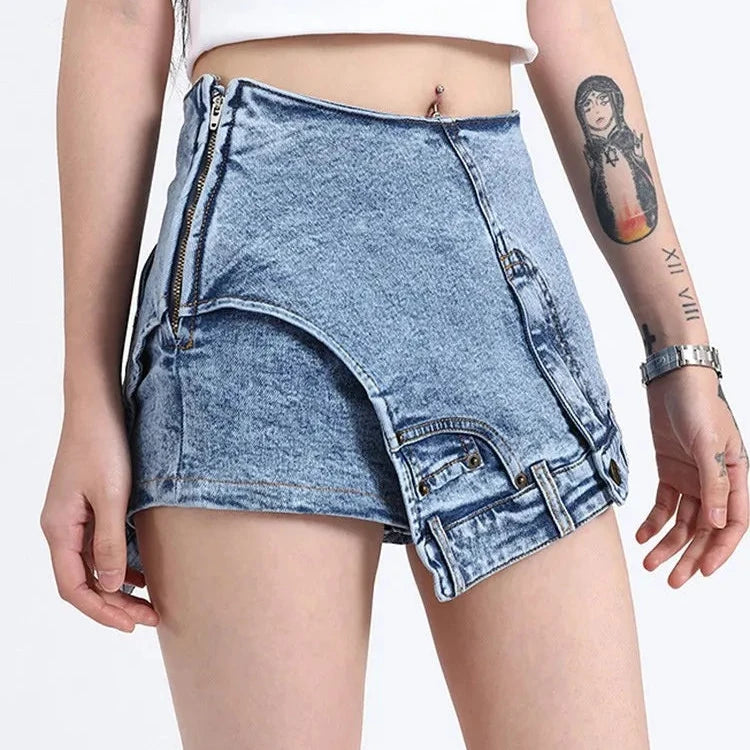 UPSIDE DOWN DENIM MINI SKIRT