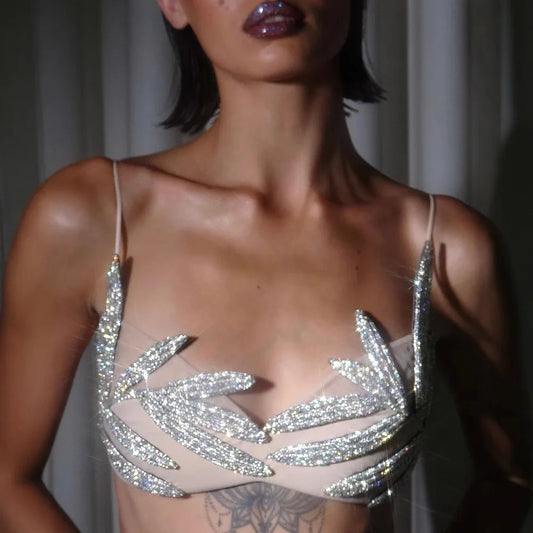 Shiny Mesh Crop Top