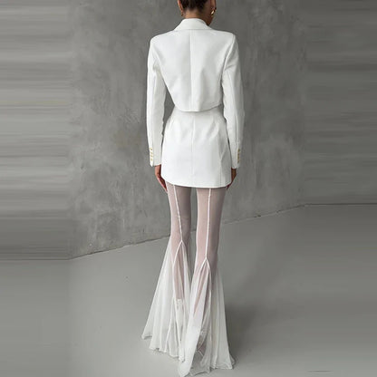 SLIM FLARED PLEATED TROUSERS