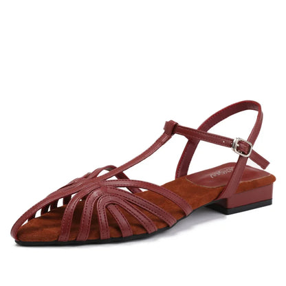 Women’s Low Heel Gladiator Sandals – Pointed Toe Roman Summer Shoes