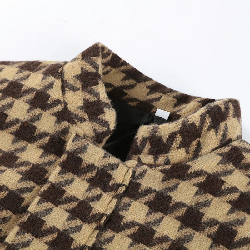 Houndstooth patterned fabric on a white background