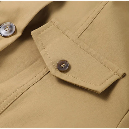 Close-up of a beige jacket with button details