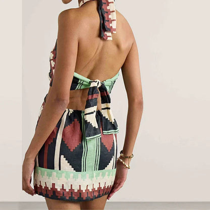 PATTERN PRINTED MINI DRESS