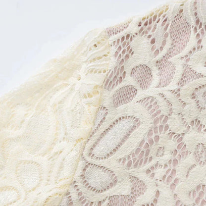 Close-up of lace fabric with intricate patterns on a light background