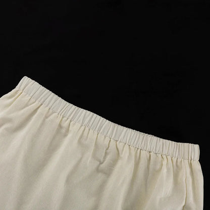 BEIGE COTTON SET HALF SLEEVE BLOUSE and MINI SKIRT