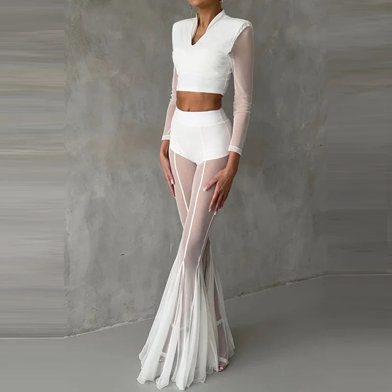 SLIM FLARED PLEATED TROUSERS