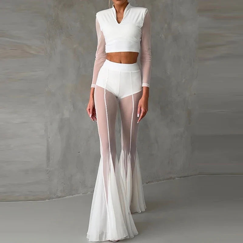 SLIM FLARED PLEATED TROUSERS
