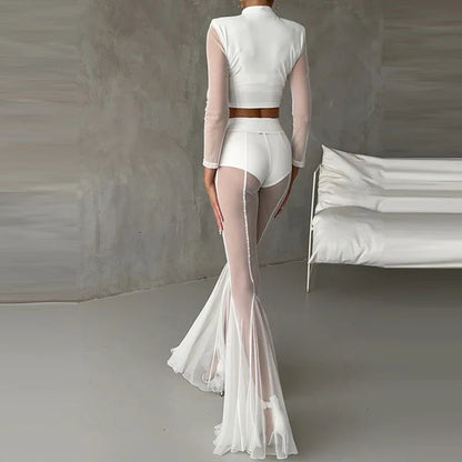 SLIM FLARED PLEATED TROUSERS