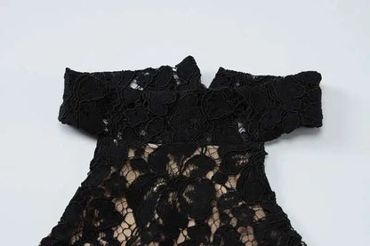 Lace Halter Backless Maxi Dress – Elegant Black Bodycon Evening Gown for Women