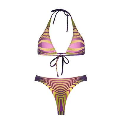 Sunset Stripe Halter Bikini Set