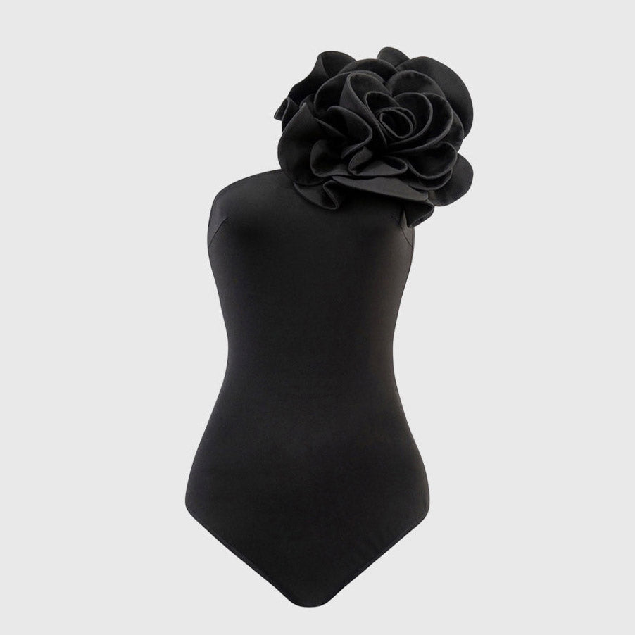 BLACK BODYSUIT with FLOWER