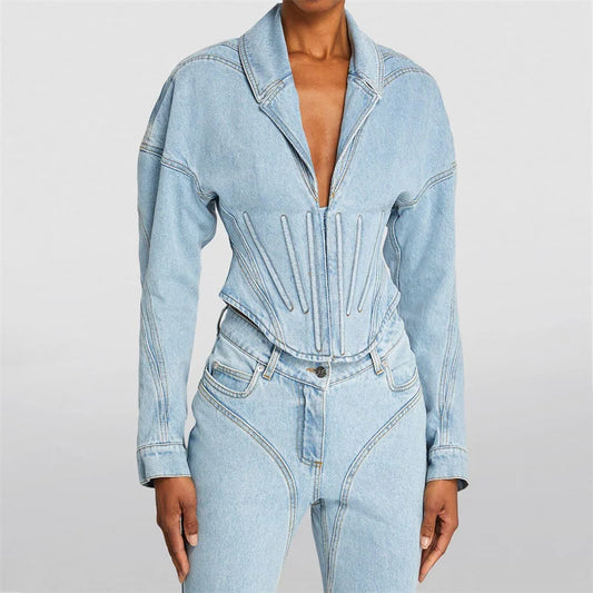 DENIM JACKET LONG SLEEVE with CORSET