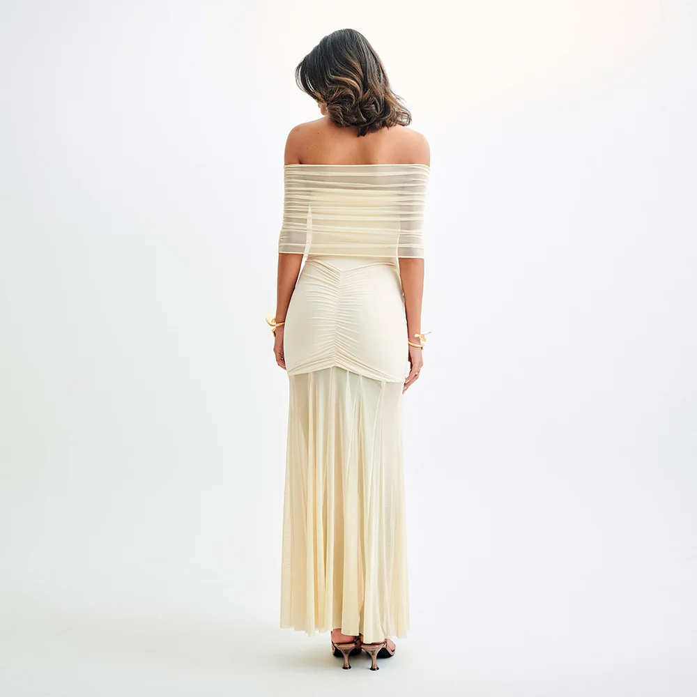 OFF SHOULDER BACKLESS MAXI DRESS