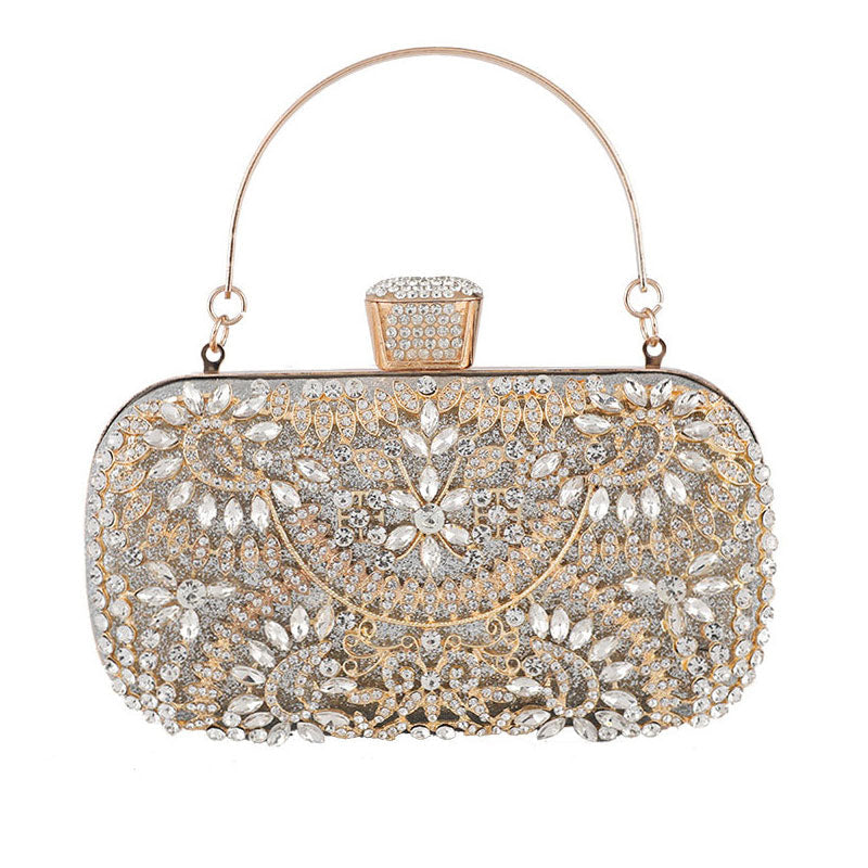 Eye-Catching Rhinestone Embellished Rectangle Evening Clutch Bag - Silver