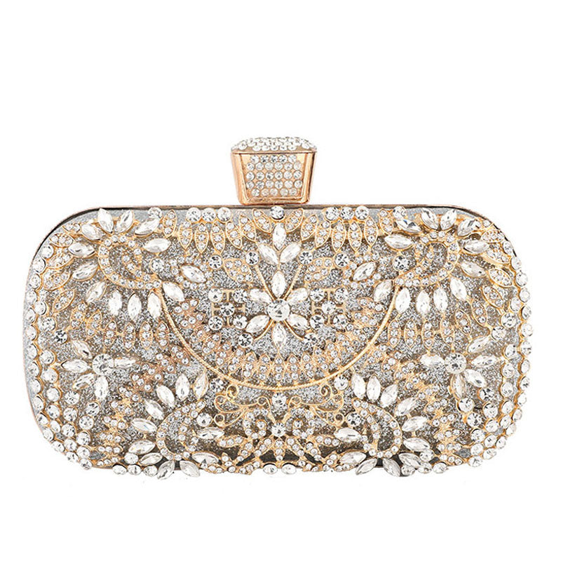 Eye-Catching Rhinestone Embellished Rectangle Evening Clutch Bag - Silver