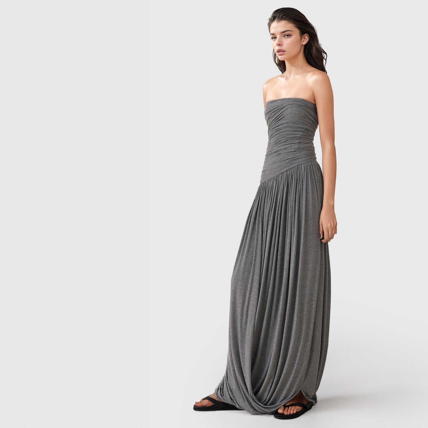 GREY JERSEY MAXY DRES