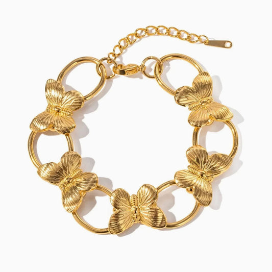 Romantic Statement 18K Gold Plated Butterfly Bracelet