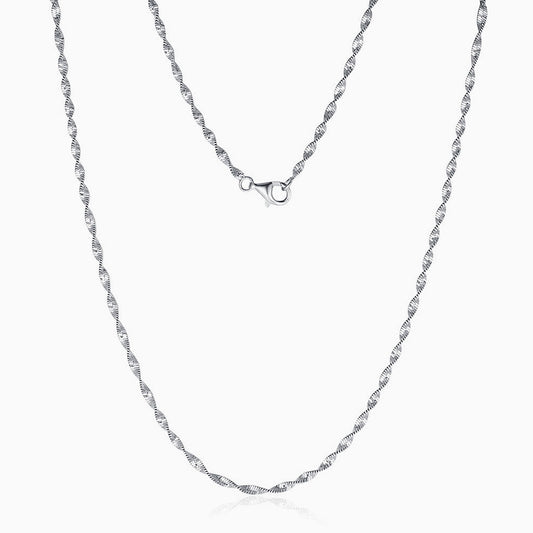 Sparkle Rhodium Plated Sterling Silver 2MM Singapore Chain Necklace