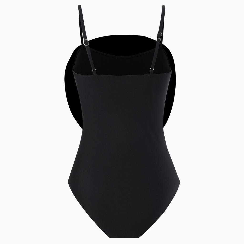 Vintage Contrast 3D Rosette Applique Moderate Cami One Piece Swimsuit