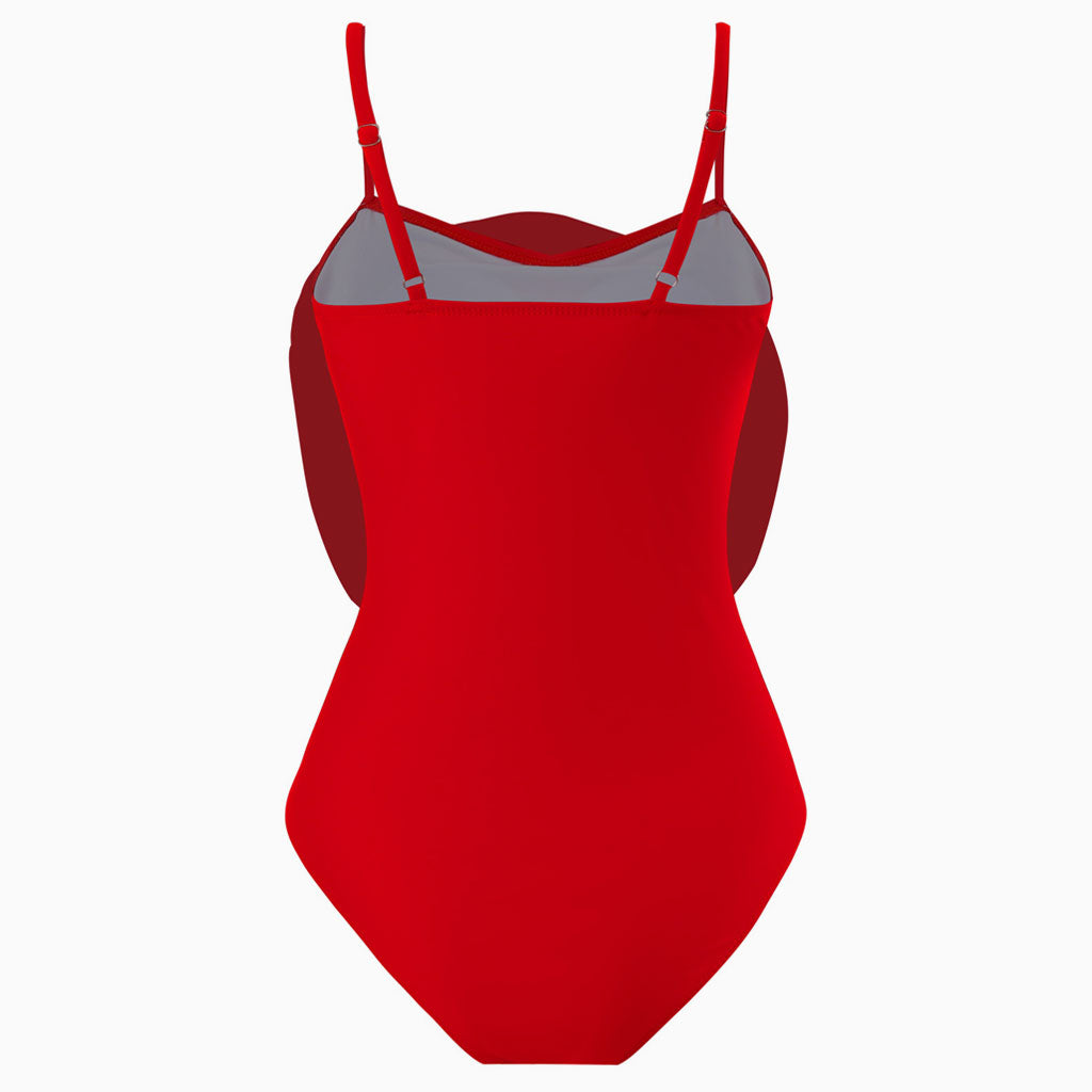 Vintage Contrast 3D Rosette Applique Moderate Cami One Piece Swimsuit