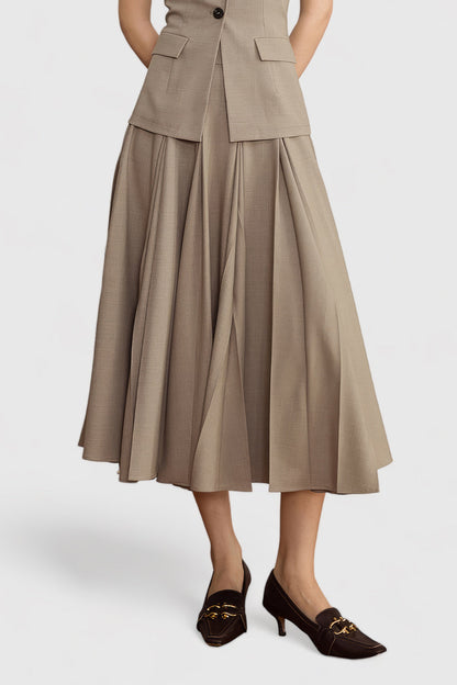 Classic Midi Skirt - Brown