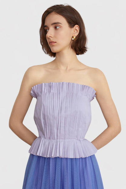 Strapless Pleated Top - Purple